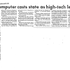Copy of newspaper clipping from 1987 Birmingham Post-Herald entitled "Supercomputer casts state as high-tech leader" by Frank Bruer