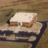 Arial view of new Supercomputer Center building, grounds, and parking lot